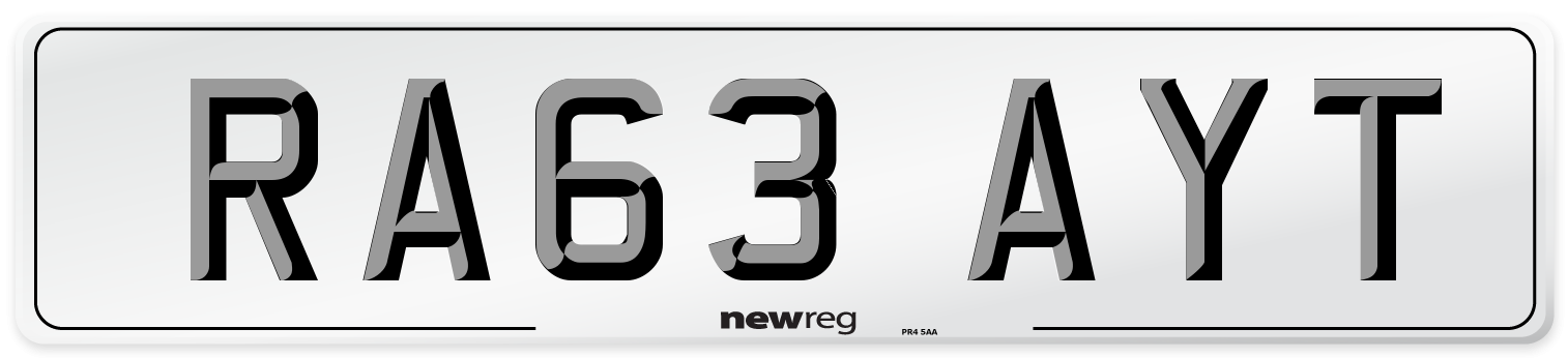 RA63 AYT Number Plate from New Reg